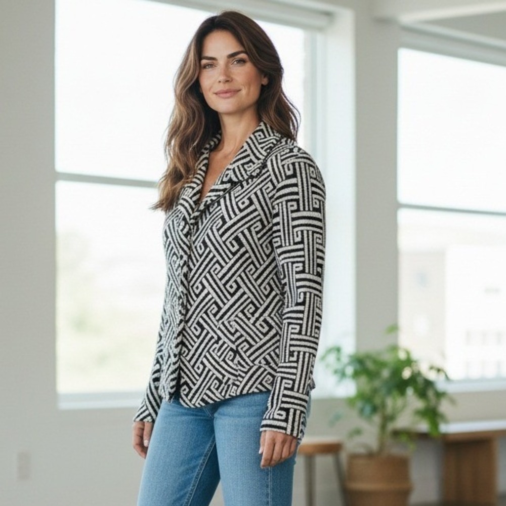 Lafayette 148‎ New York Women's Textured Geometric Blazer Size 10